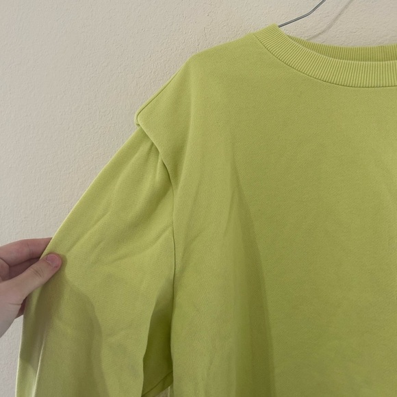 Pistola Kirsten Shoulder Pad Sweatshirt Citron Yellow Neon Women’s Sz Small Crew - Picture 10 of 13